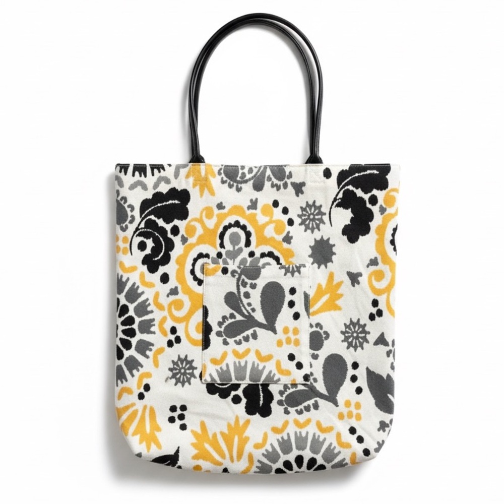 Reversible Polka Dot Tote Bag Black White Canvas Floral Print Beach Bag O/S